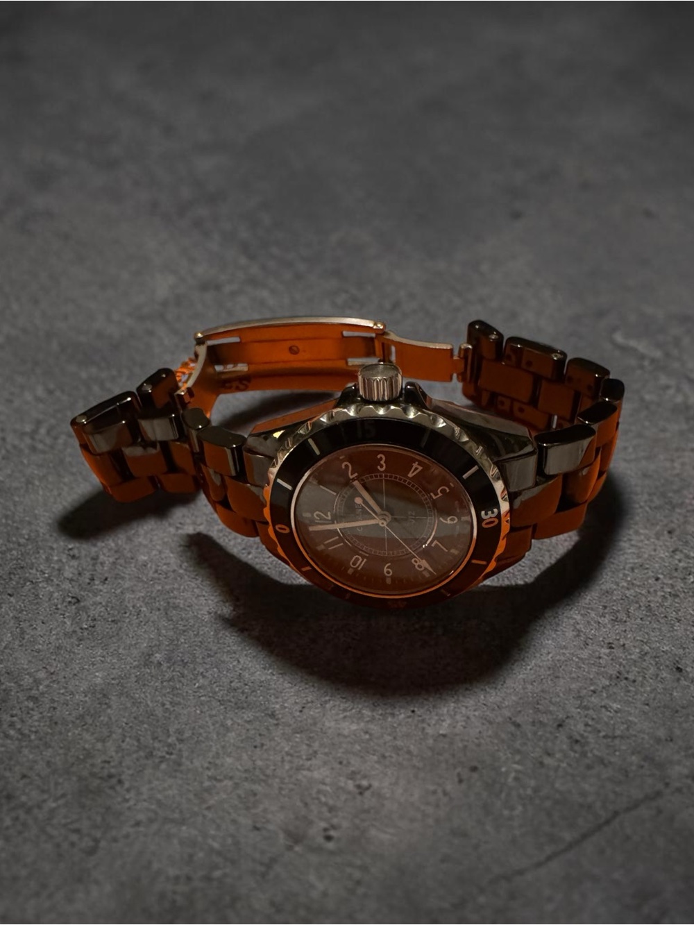 Black Ceramic Link Watch with Gold Accents - Picture 2 of 6